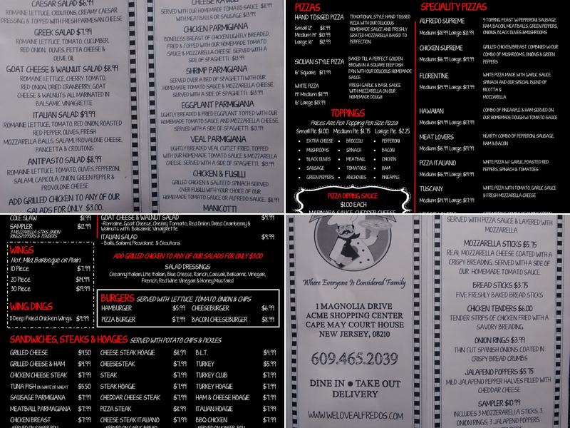 Alfredo's Italian Restaurant Menu