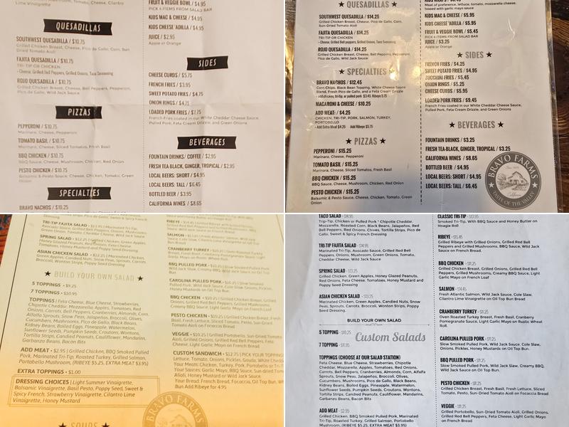 Bravo Farms Restaurant Menu