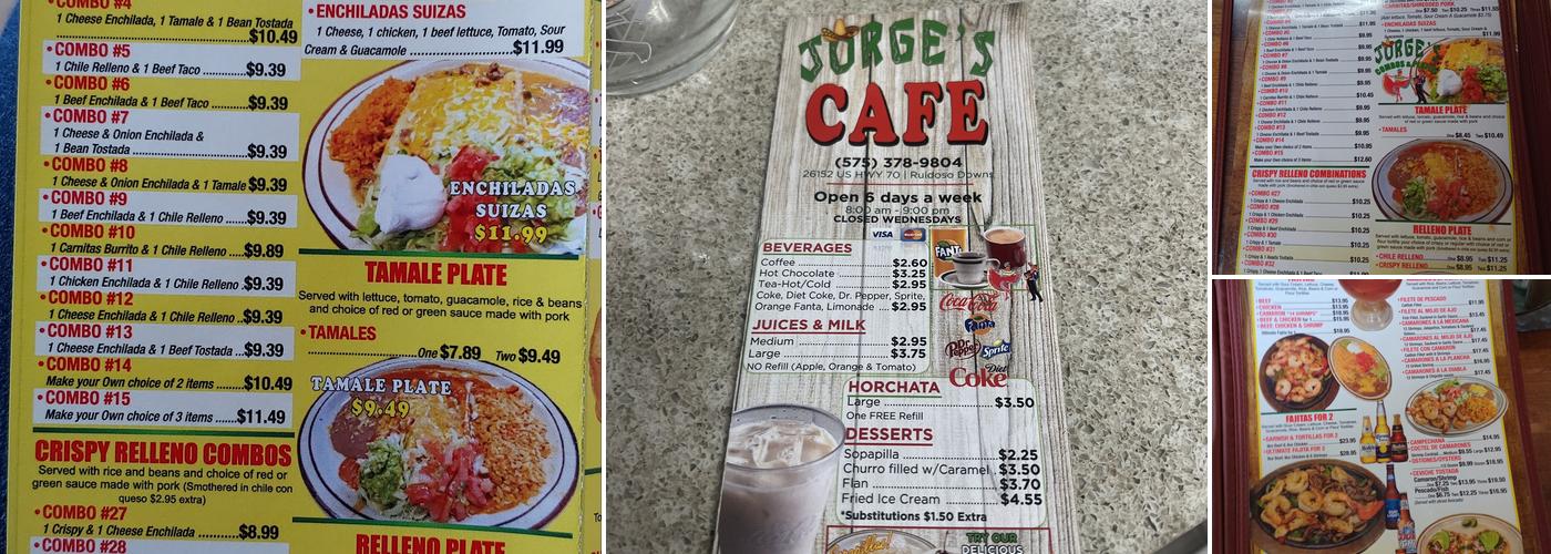Jorge's Cafe Menu