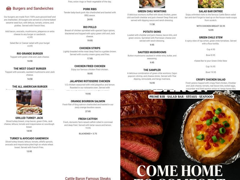 Cattle Baron Menu
