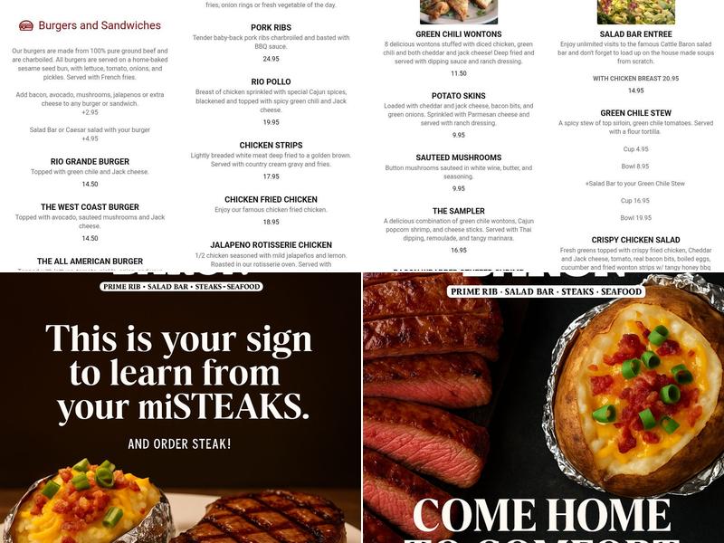 Cattle Baron Menu