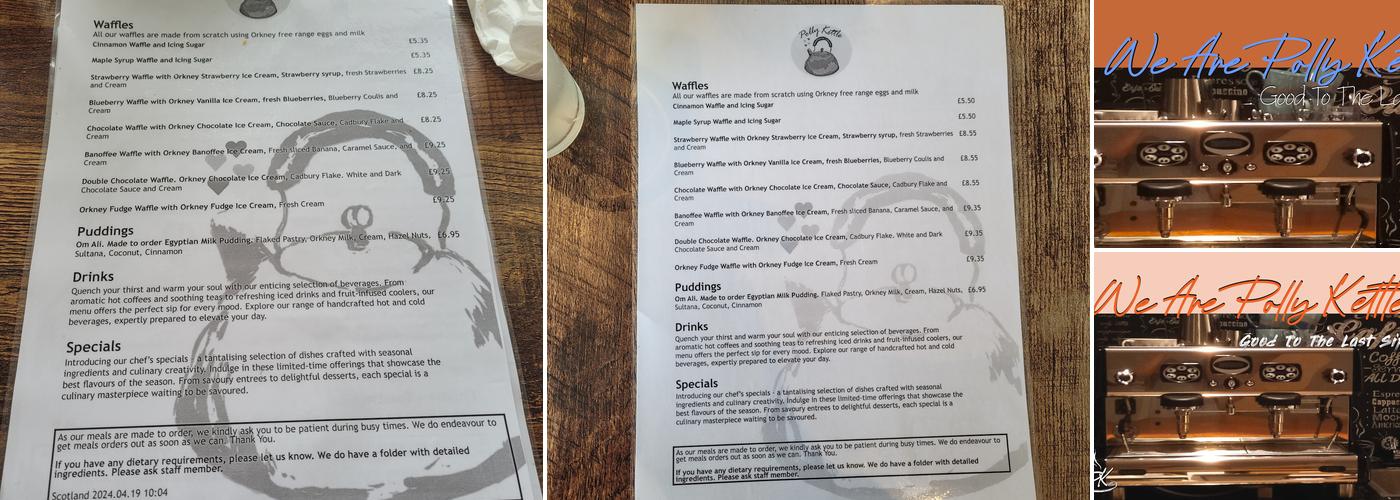 Polly Kettle Menu