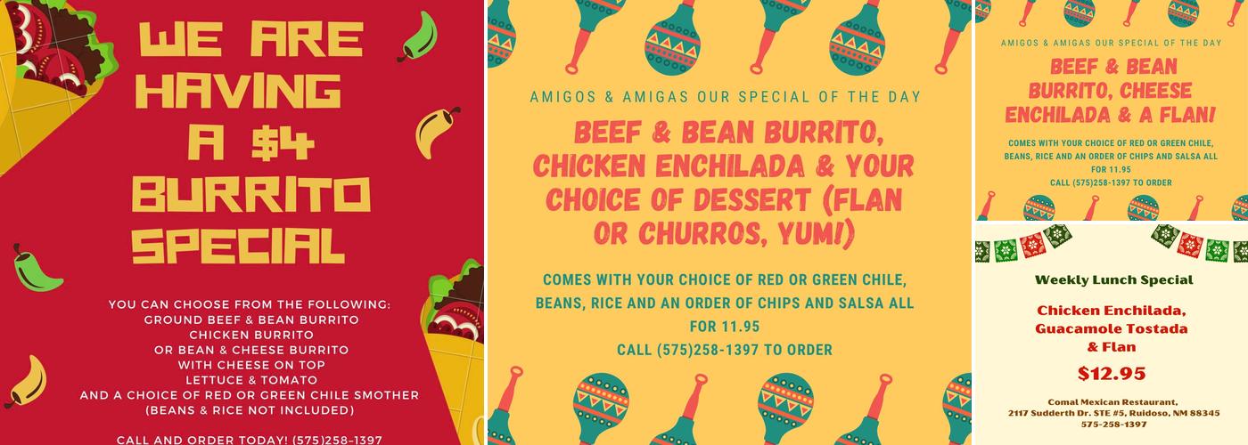 Comal Mexican Restaurant Menu