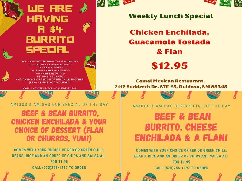 Comal Mexican Restaurant Menu