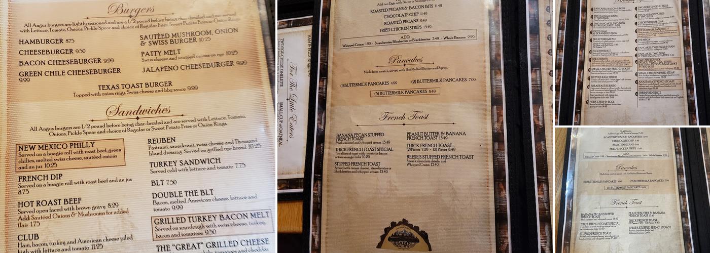 Log Cabin Restaurant Menu