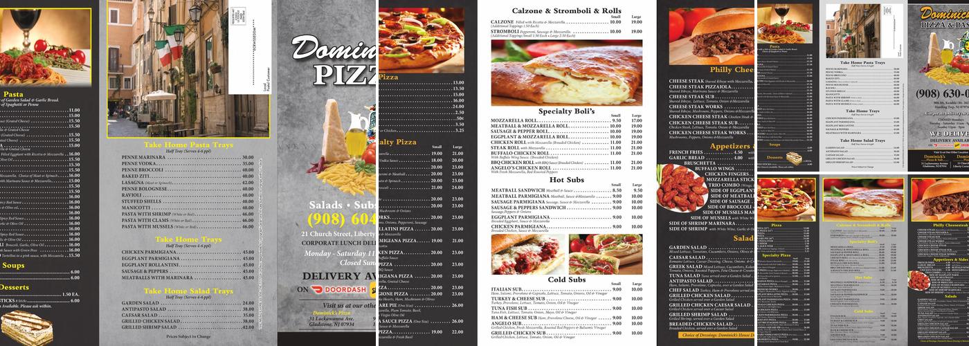 Dominick's Pizza Menu