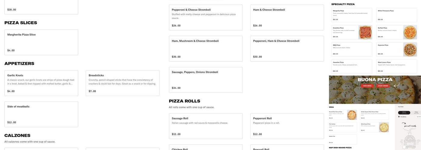 Buona Pizza Menu