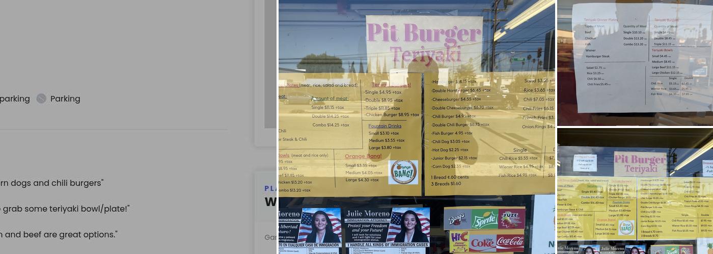 Pitburger Menu