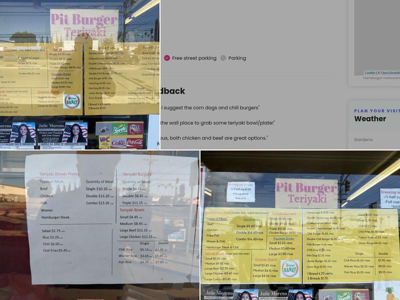 Pitburger Menu