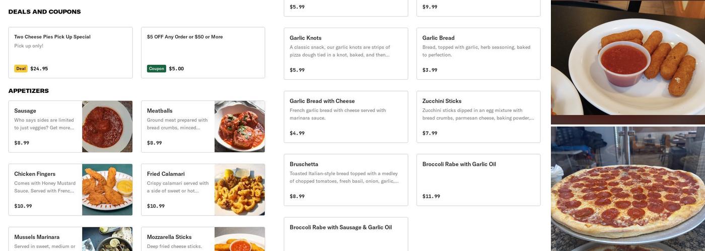 Sorrento's Pizza Menu