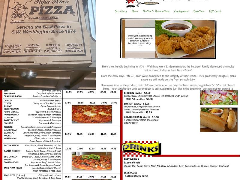 Papa Pete's Pizza Menu