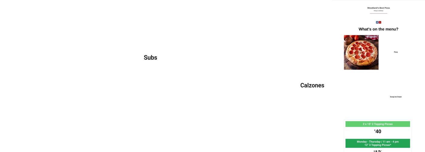 Antony's Pizzeria Menu