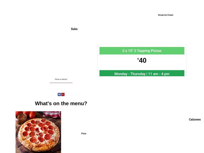 Antony's Pizzeria Menu