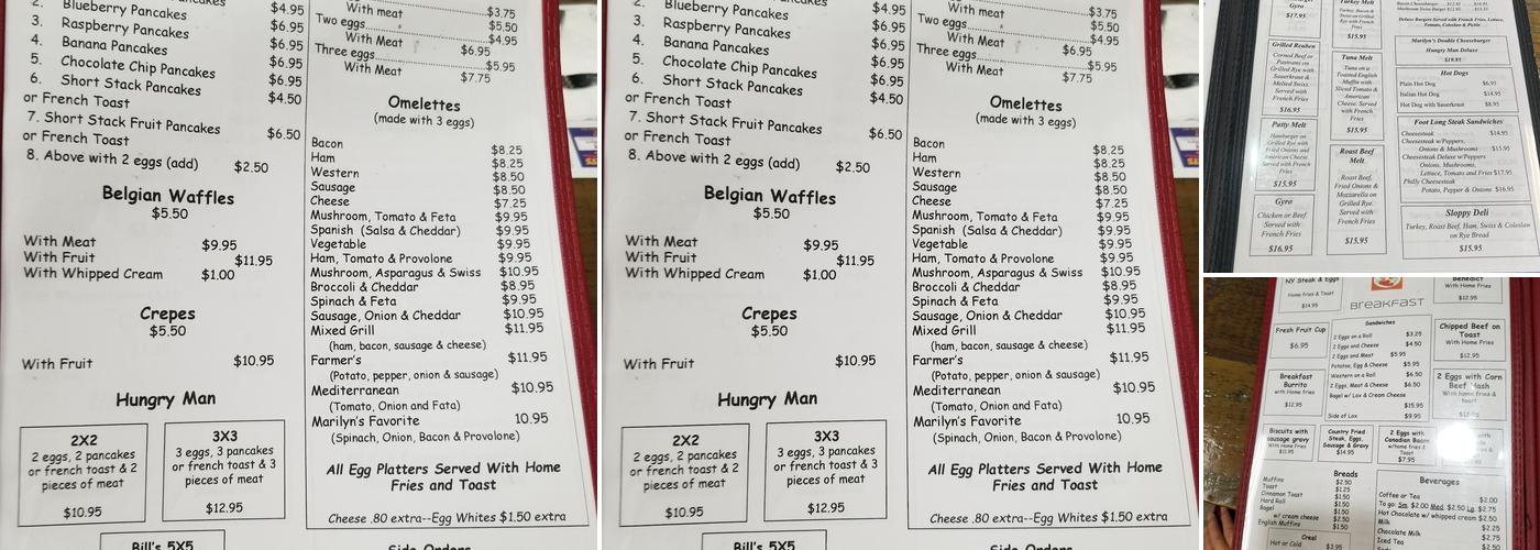 Marilyn's Cafe Menu