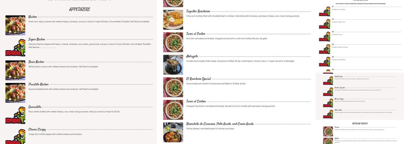 El Compadre Restaurant Menu
