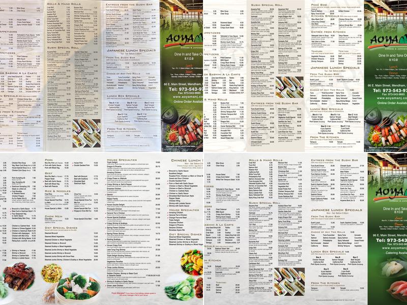 Aoyama Chinese & Japanese Cuisine Menu