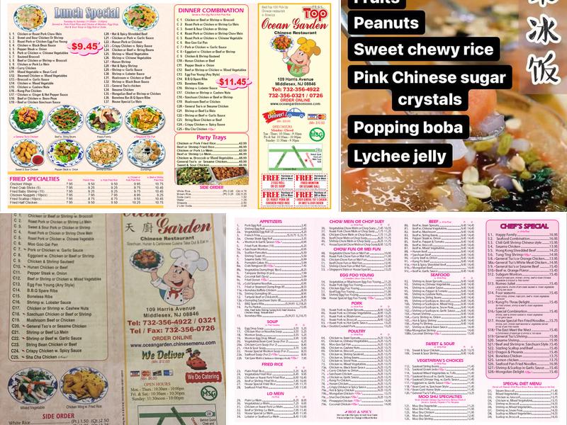 Ocean Garden Chinese Restaurant Menu