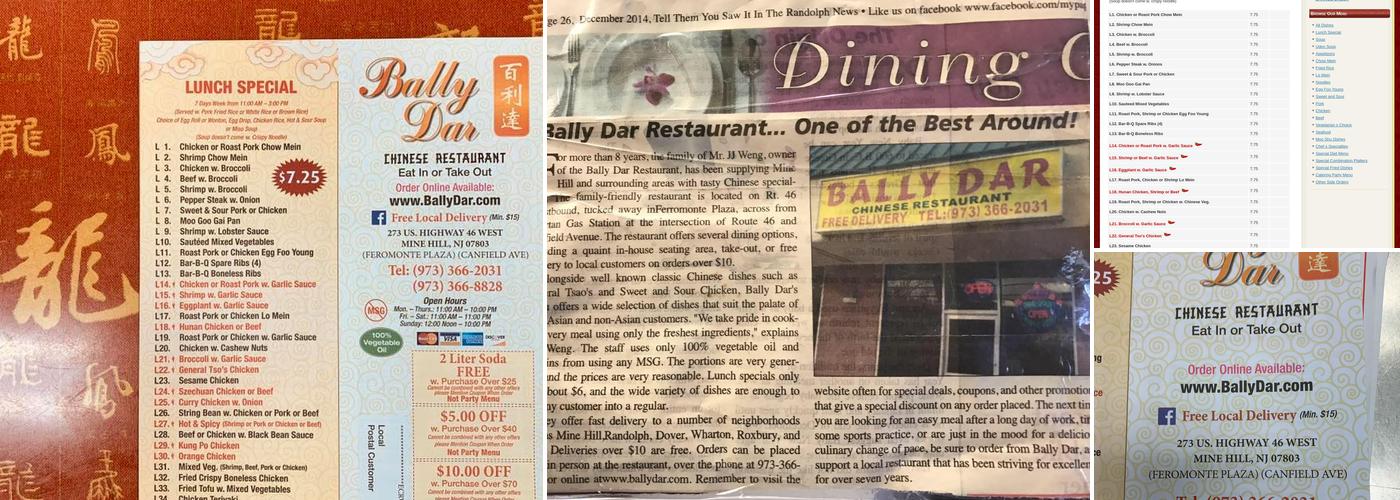 Bally Dar Menu