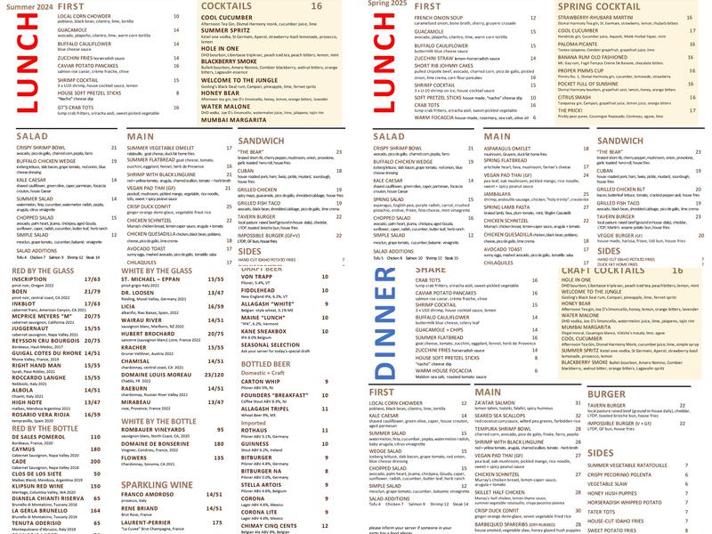 Gladstone Tavern Menu