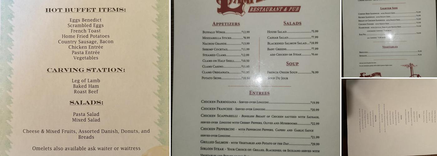 Lamplighter Restaurant & Pub Menu