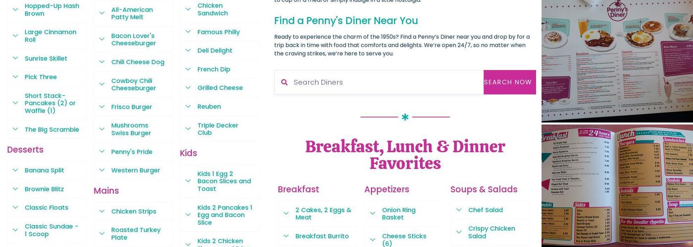 Penny's Diner Menu
