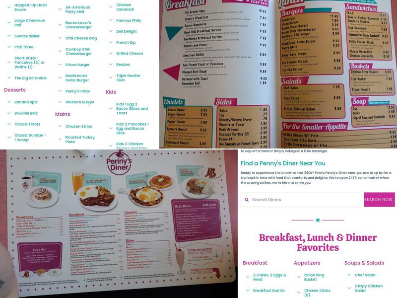 Penny's Diner Menu