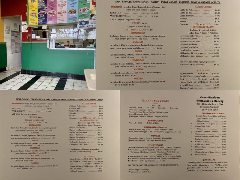 Cukos Restaurant & Bakery Menu