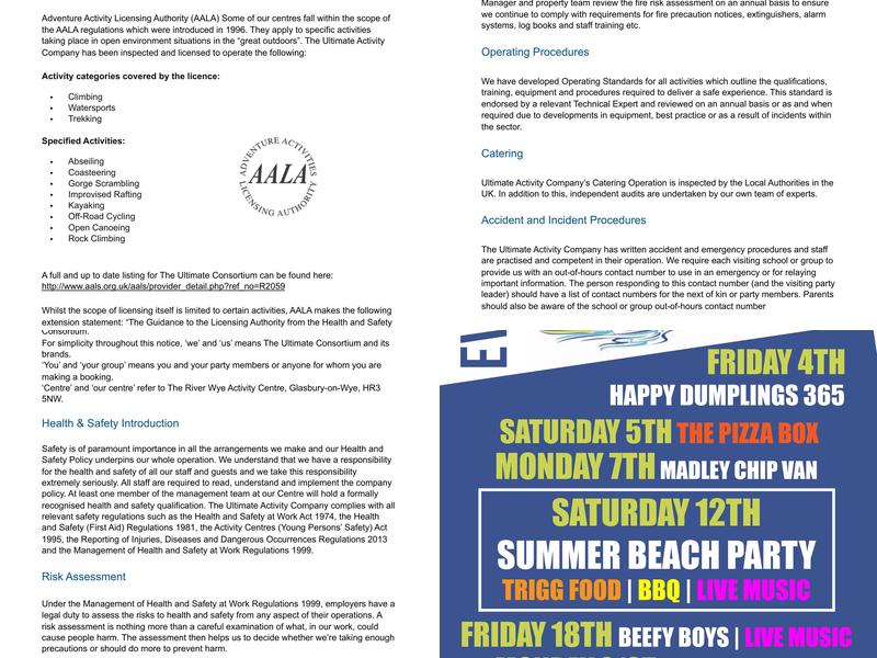 The Paddlers Rest Cafe Menu