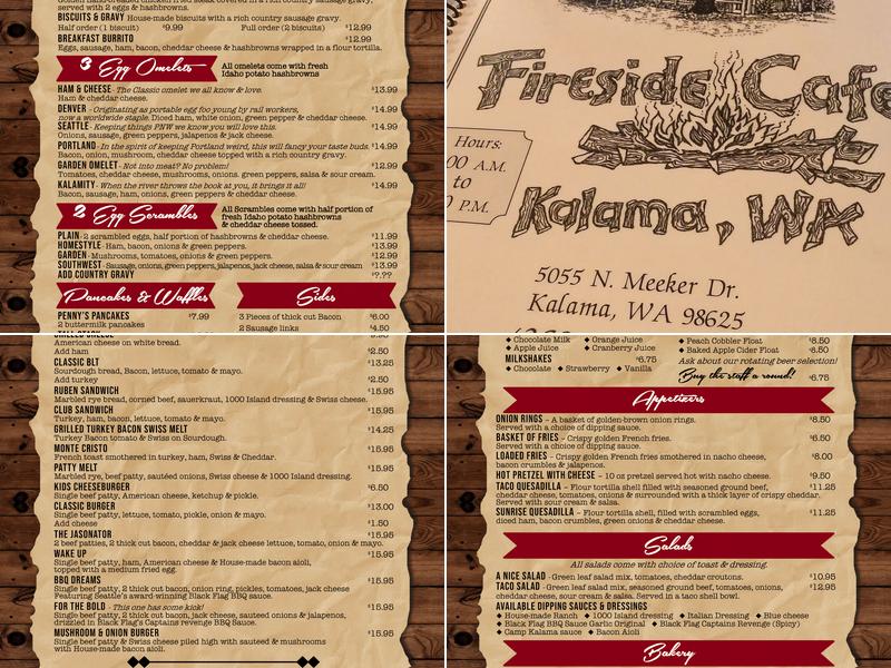 Fireside Cafe Menu