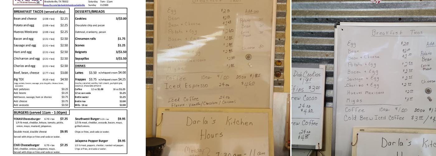 Darla's Kitchen Menu