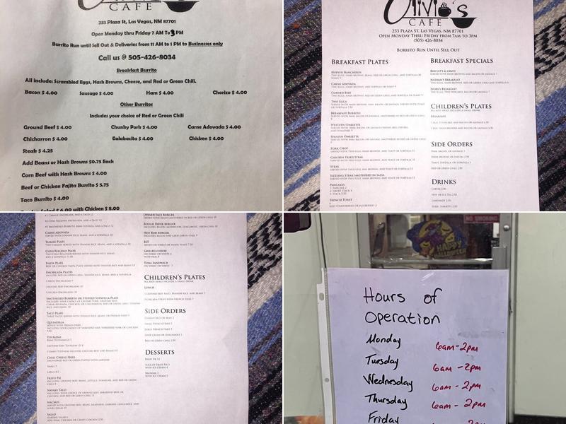 Olivia's Cafe Menu