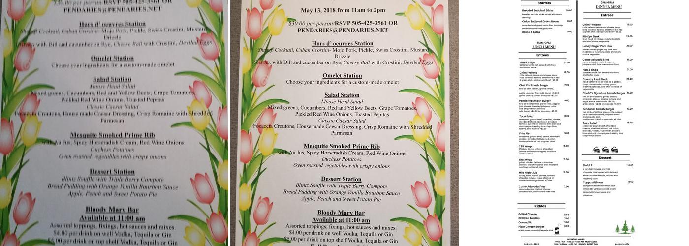 Pendaries Village & Golf Resort Menu