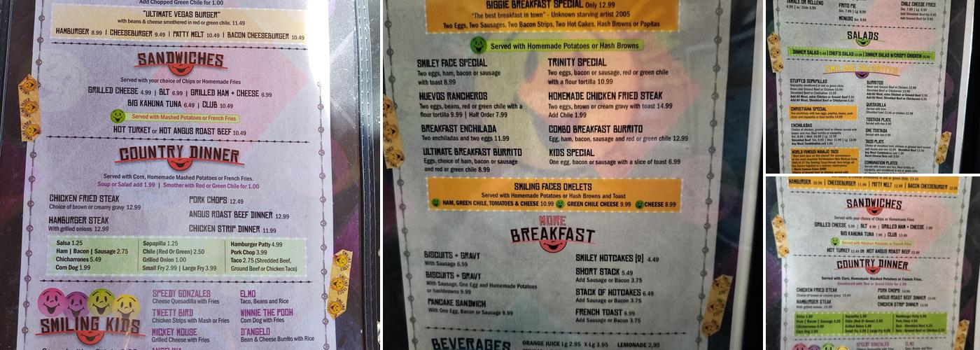 Smiling Faces Restaurant Menu