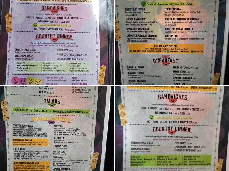 Smiling Faces Restaurant Menu