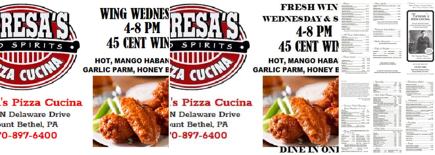 Teresa's Pizza Cucina & Cantina Menu