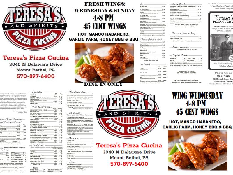 Teresa's Pizza Cucina & Cantina Menu