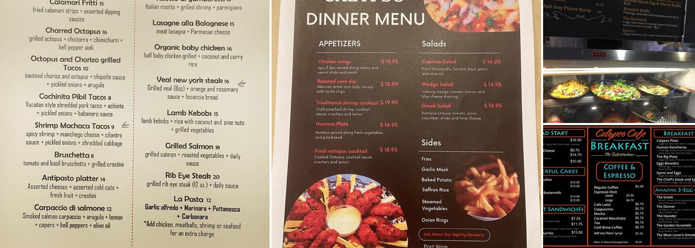 Calypso Cafe Menu