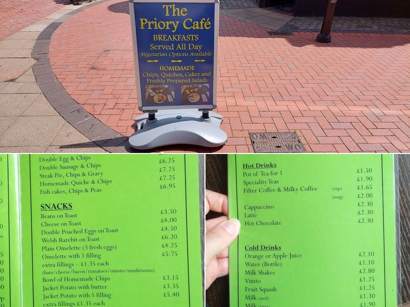 The Priory Cafe Menu