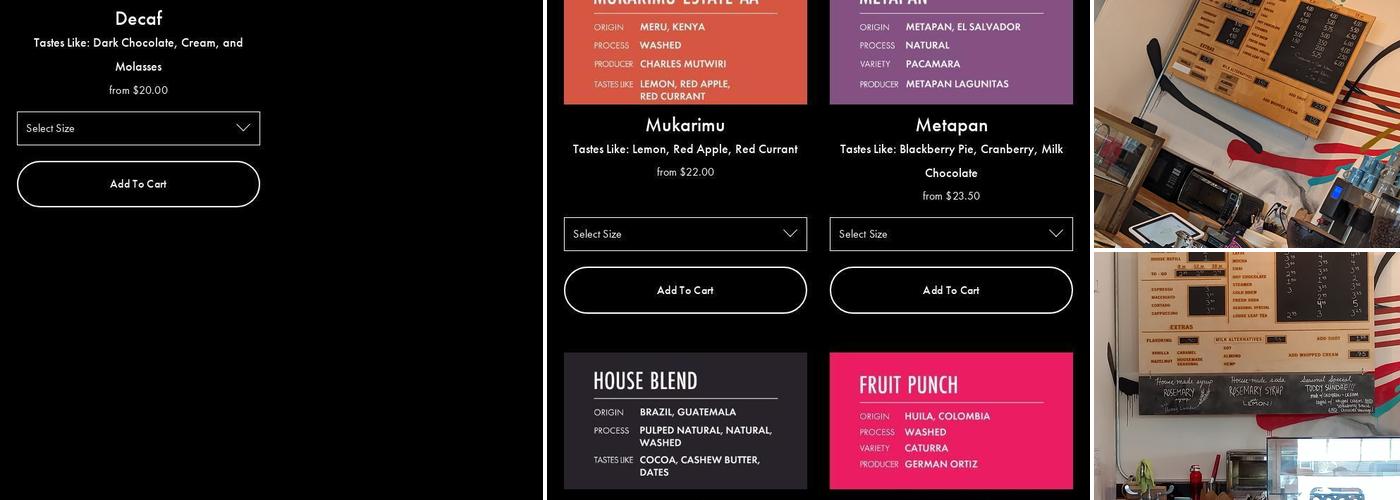 Cathedral Coffee Menu