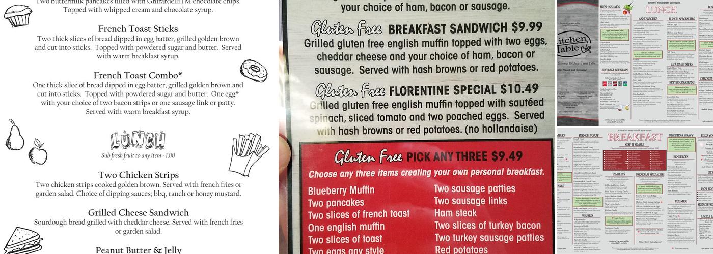 Kitchen Table Cafe- Orchards Menu