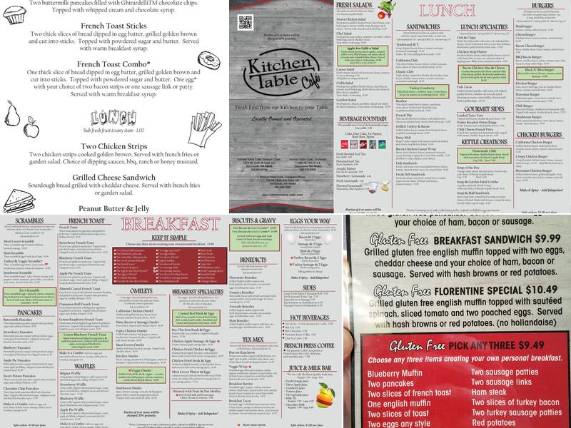 Kitchen Table Cafe- Orchards Menu