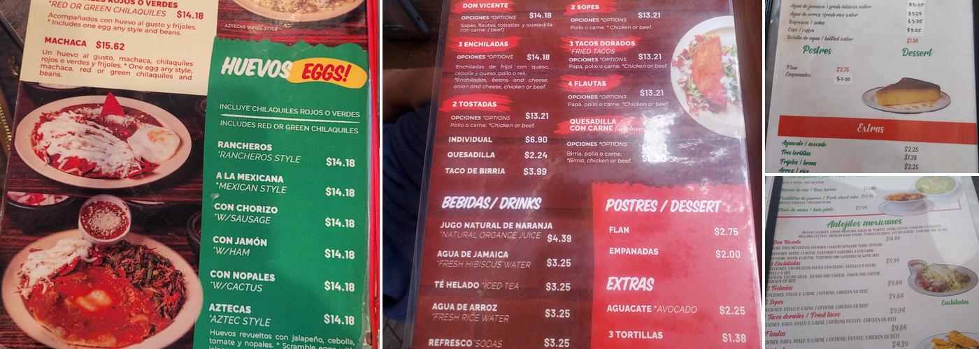 Menuderia Don Vicente Menu