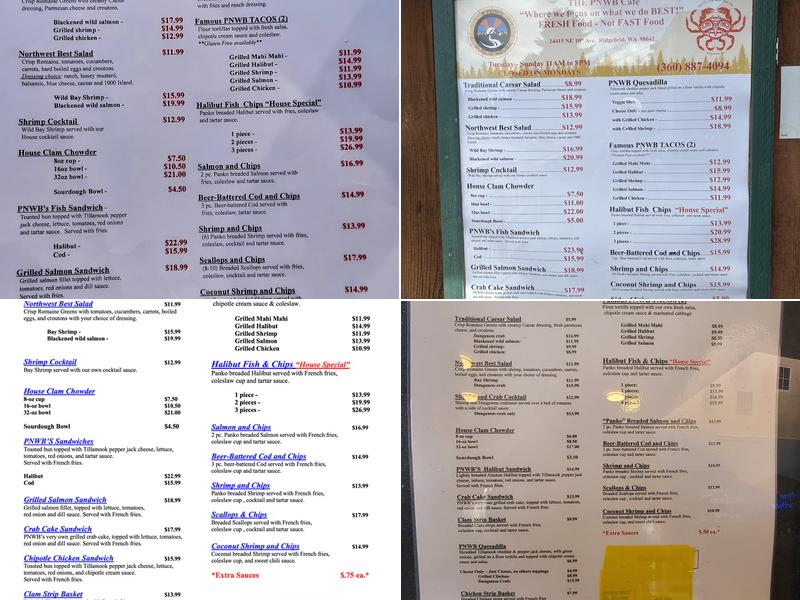 Pacific Northwest Best Fish Co Menu