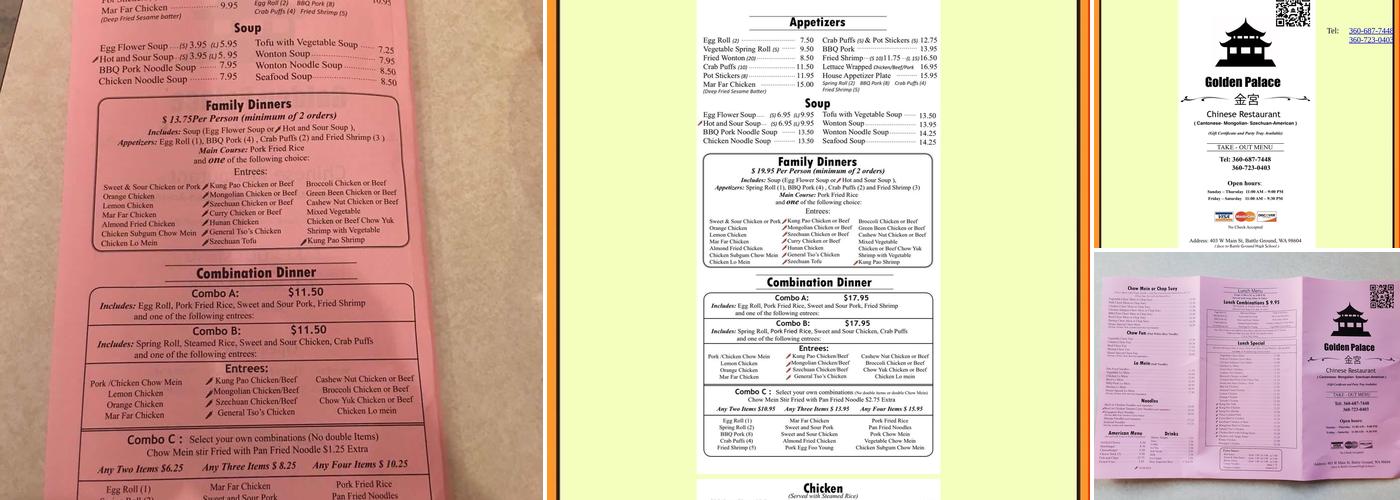 Golden palace at battle ground Menu