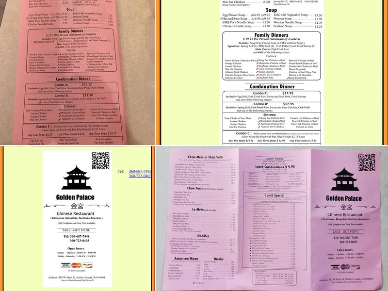 Golden palace at battle ground Menu