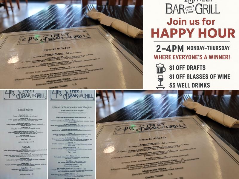 4th Street Bar and Grill Menu