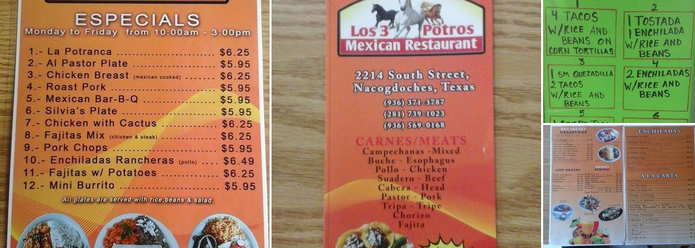 Los 3 Potros Mexican Restaurant Menu