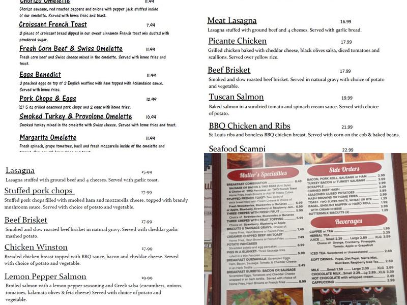 Muller's Diner Menu