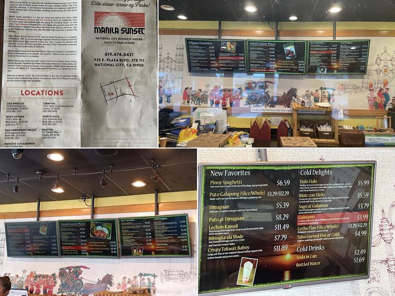 Manila Sunset Grille Menu