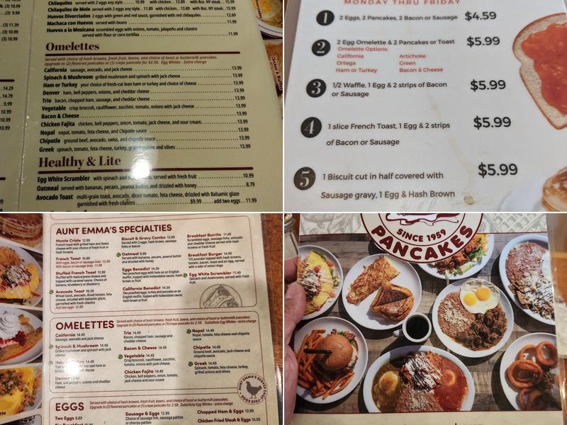Aunt Emma's Pancakes Menu